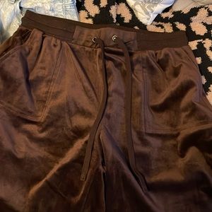 Velvet wide leg track pants